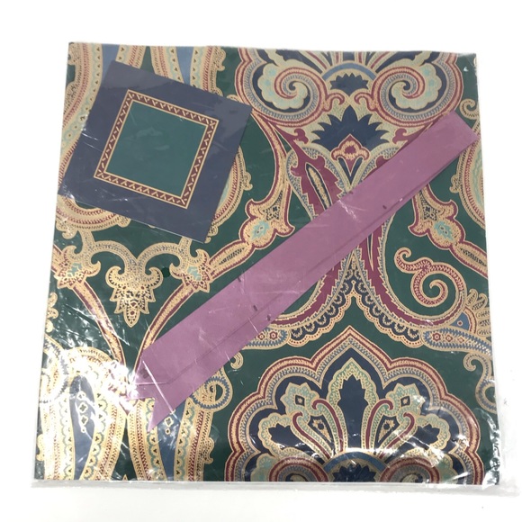 Vintage Lord & Taylor Gift Wrap Set Wrapping Paper Bow Card Green Gold Sealed - Picture 2 of 3